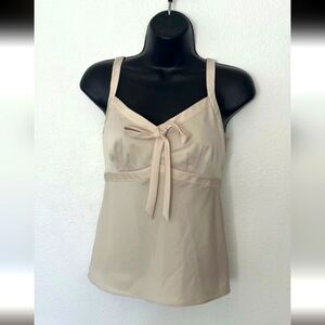Ann Taylor Cream Bow Satin Tank Top